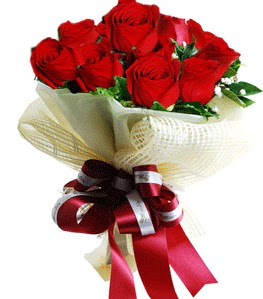 9 adet kırmızı gülden buket tanzimi  Denizli uluslararası çiçek gönderme 