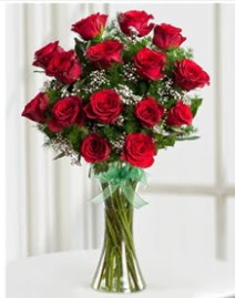 Cam vazo içerisinde 11 kırmızı gül vazosu  Denizli ucuz çiçek gönder 