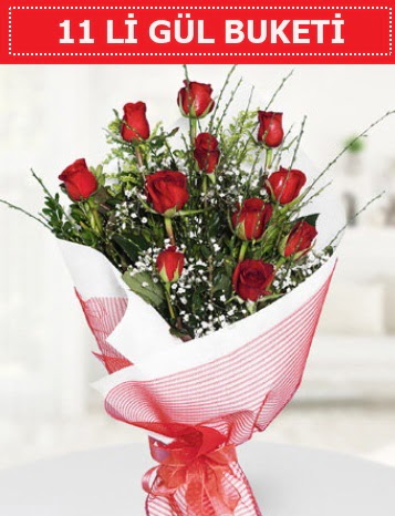 11 adet kırmızı gül buketi Aşk budur  Denizli uluslararası çiçek gönderme 