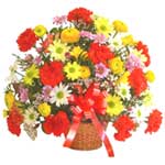 karisik renkli çiçek sepet   Denizli uluslararası çiçek gönderme 