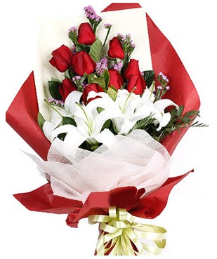 Denizli çiçek yolla , çiçek gönder , çiçekçi   1 dal kazablankaa 9 adet kırmızı gül buketi