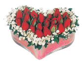  Denizli hediye sevgilime hediye çiçek  mika kalpte kirmizi güller 9 