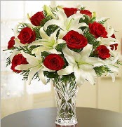 12 adet kırmızı gül 2 dal kazablanka vazosu  Denizli çiçek online çiçek siparişi 