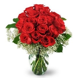 25 adet kırmızı gül cam vazoda  Denizli çiçek servisi , çiçekçi adresleri 