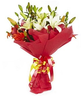 5 dal kazanlanka lilyum buketi  Denizli uluslararası çiçek gönderme 