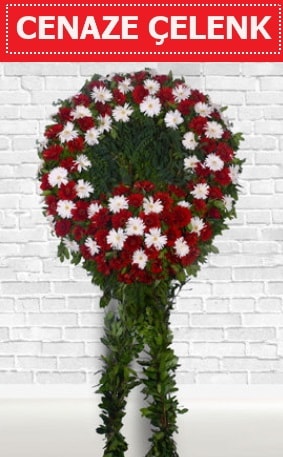 Kırmızı Beyaz Çelenk Cenaze çiçeği  Denizli cicekciler , cicek siparisi 